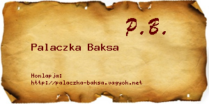 Palaczka Baksa névjegykártya